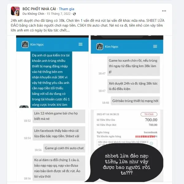 Shbet Lừa Đảo Người Chơi Không? Sự Thật Về Tin Đồn Lừa Đảo 4 Shbet lừa đảo vì không thể rút tiền thưởng